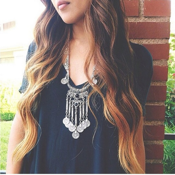 Jewelry - Boho Necklace Gypsy Coin Festival Long Pendant
